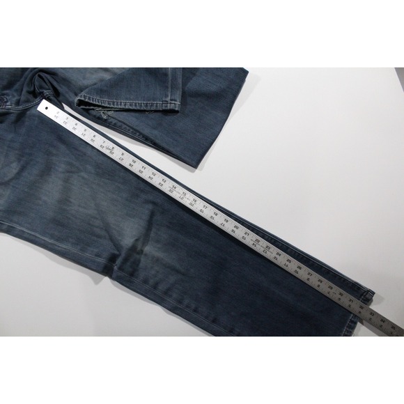Agedenim "Well Worn" Mens 34x32 Blue Jeans Straight Fit Stretch Medium Wash - Picture 10 of 13